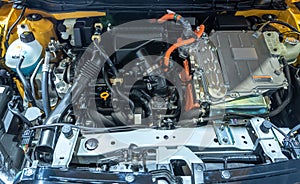 Operation of the engine in the engine compartment of the car