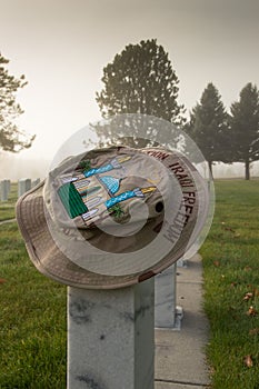 Operation Iraqi Freedom Hat on Veteran's Tombstone