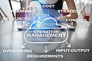 Operation management business and technology concept on the virtual screen.