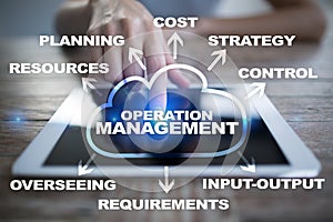 Operation management business and technology concept on the virtual screen.