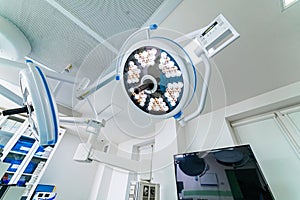 Operation modern hospital ward. Lamp sterile surgery room.