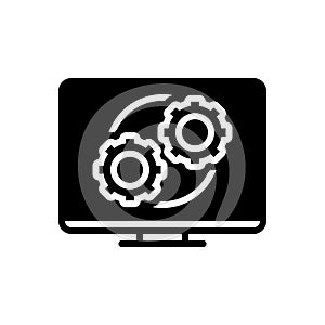 Black solid icon for Operation Process, project and gear