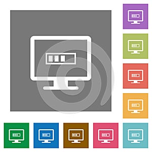 Operation in progress square flat icons
