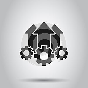 Operation project icon in flat style. Gear process vector illustration on isolated background. Technology produce business concept