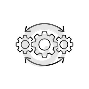Operation project icon in flat style. Gear process vector illustration on white isolated background. Technology produce business