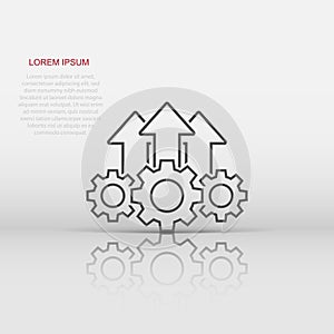 Operation project icon in flat style. Gear process vector illustration on white isolated background. Technology produce business