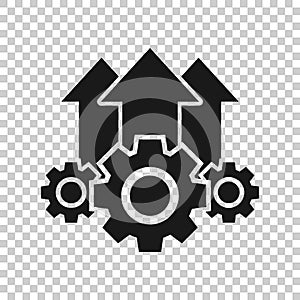 Operation project icon in transparent style. Gear process vector illustration on isolated background. Technology produce business