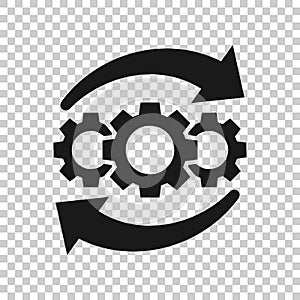 Operation project icon in transparent style. Gear process vector illustration on isolated background. Technology produce business