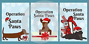 Operation Santa Paws, set of vertical banners, flyers or posters