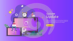 operation system update progress concept. data synchronize process and installation program. illustration web landing page photo