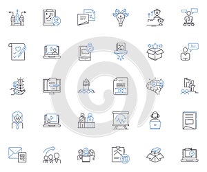 Operational flow line icons collection. Efficiency, Workflow, Integration, Automation, Optimization, Process, Logistics