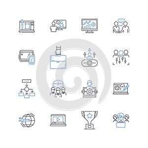 Operations branch line icons collection. Efficiency, Procedures, Systematics, Processes, Resources, Logistics, Workflow