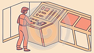 Operations Control: Engineer at Industrial Console, vector design Generative AI
