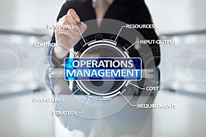 Operations management business and technology concept on virtual screen.