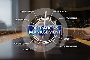 Operations management business and technology concept on virtual screen.