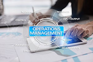 Operations management business and technology concept on virtual screen.