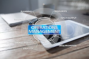 Operations management business and technology concept on virtual screen.