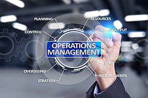 Operations management business and technology concept on virtual screen.