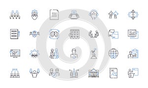 Operations management line icons collection. Efficiency, Production, Logistics, Quality, Process, Planning, Resources photo