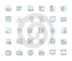 Operations manual linear icons set. Standardization, Guidelines, Procedures, Processes, Documentation, Policies