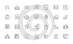 Operations optimization line icons collection. Efficiency, Streamlining, Productivity, Automation, Integration, Lean