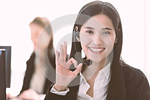 Operator in call center  working