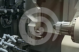 Operator of cnc change the parameters of machine-tool