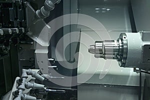 Operator of cnc change the parameters of machine-tool