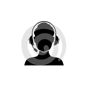 Operator headset vector icon in flat style