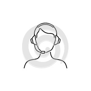 Operator headset vector line icon in flat style