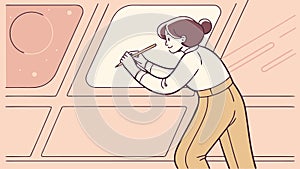 Operator Interacting with Abstract Digital Control Interface, vector design Generative AI