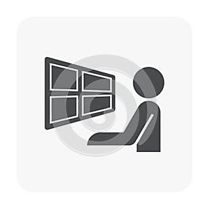 Operator man and computer vector icon design.