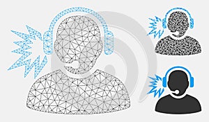 Operator Message Vector Mesh 2D Model and Triangle Mosaic Icon