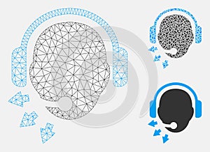 Operator Message Vector Mesh Wire Frame Model and Triangle Mosaic Icon