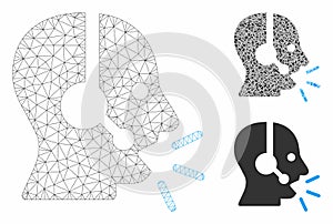 Operator Message Vector Mesh Wire Frame Model and Triangle Mosaic Icon