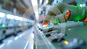 Operator Pushing Button on Industrial Control Panel