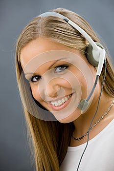 Operator talking on headset