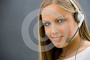 Operator talking on headset