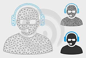 Operator Vector Mesh Carcass Model and Triangle Mosaic Icon