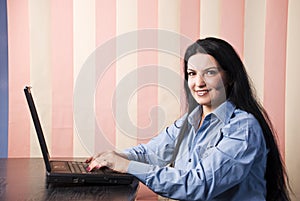 Operator woman with laptop