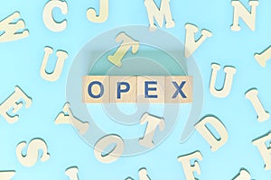 Opex or operational expenses or expenditure business and finance concept. Word typography flat lay.