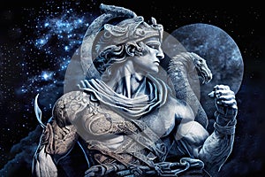 Ophiuchus Zodiac Sign - Serpent and Strong Man - Generative AI