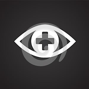 Ophtalmology eye icon on black background