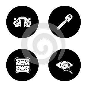 Ophtalmology glyph icons set