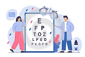 Ophthalmologist check eyesight with eye test chart