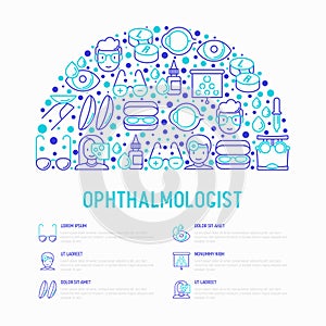 Ophthalmologist concept in half circle