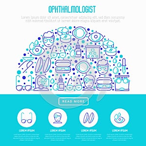 Ophthalmologist concept in half circle