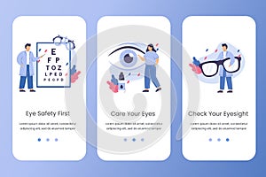 Ophthalmologist doctor check eyesight flat website template