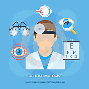 Ophthalmologist doctor icon copyspace poster