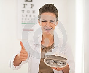 Ophthalmologist doctor woman with eyeglasses